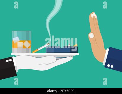 Alcohol and tobacco abuse concept. Stock Vector