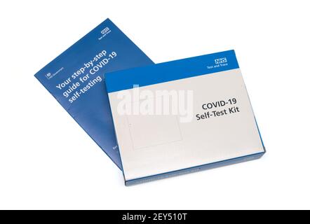 Covid-19 self test kit box Stock Photo