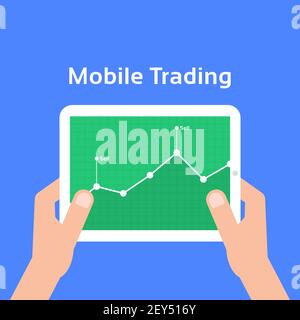 trading charts in mobile tablet Stock Vector