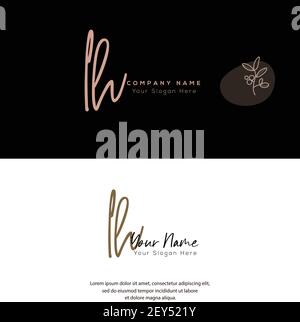 L H LH Initial letter handwriting and signature logo. Beauty vector initial logo .Fashion, boutique, floral and botanical Stock Vector