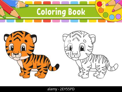 Coloring book for kids. Cartoon character. Vector illustration. Black contour silhouette. Isolated on white background. Animal theme. Stock Vector