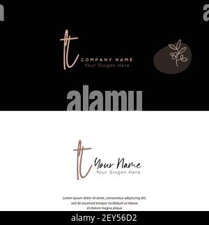 L T LT Initial letter handwriting and signature logo. Beauty vector initial logo .Fashion, boutique, floral and botanical Stock Vector