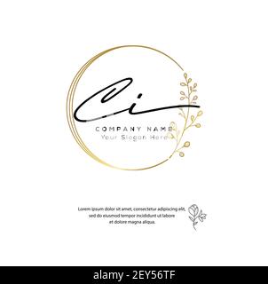 C IC I Initial letter handwriting and signature logo. Beauty vector initial logo .Fashion, boutique, floral and botanical Stock Vector