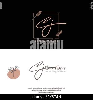 C J CJ Initial letter handwriting and signature logo. Beauty vector initial logo .Fashion, boutique, floral and botanical Stock Vector