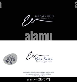 E E EE Initial letter handwriting and signature logo. Beauty vector initial logo .Fashion, boutique, floral and botanical Stock Vector