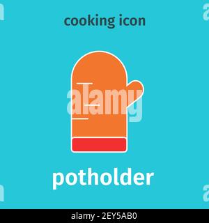 Potholder colored icon. Cooking gloves. Vector. Single flat illustration. Stock Vector