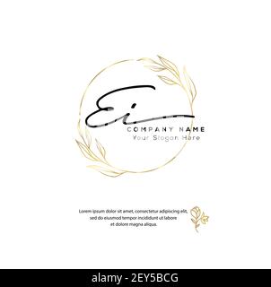 E I EI Initial letter handwriting and signature logo. Beauty vector initial logo .Fashion, boutique, floral and botanical Stock Vector