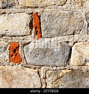 Italy  and cracked  step   brick in    old wall texture material the background Stock Photo