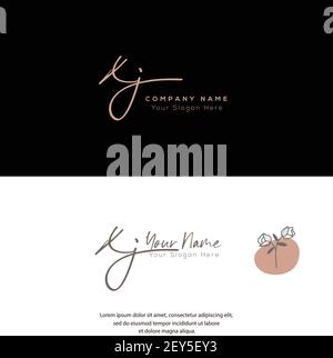 X J XJ Initial letter handwriting and signature logo. Beauty vector initial logo .Fashion, boutique, floral and botanical Stock Vector