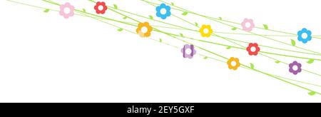 EPS 10 vector file background with flowers on strings for spring time in different colors for easter and fresh concepts Stock Vector