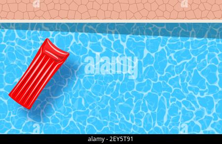 inflatable mattress floating in a swimming pool Stock Vector