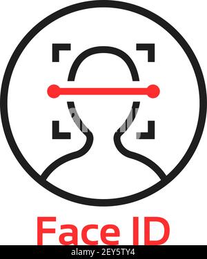 simple thin line face id scan logo Stock Vector