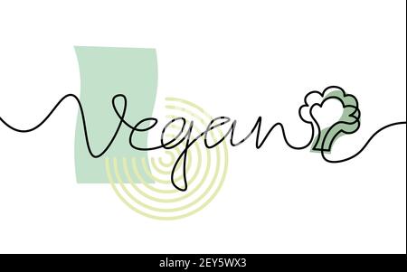 One line broccoli stem. Black and white monochrome continuous single line art. Vegan nature organic farm market illustration sketch outline drawing Stock Vector