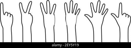 black thin line counting hands Stock Vector