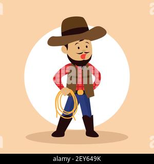 cowboy throws a lasso for rodeo western design. vector illustration Stock Vector