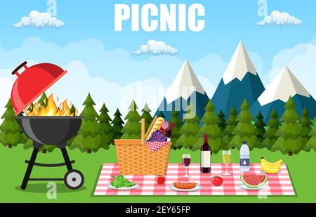 Picnic in the Mountains Stock Vector