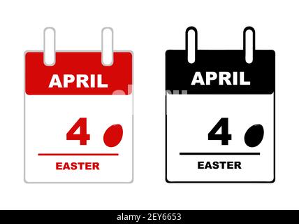 Easter calendar 2021 isolated on white Stock Vector