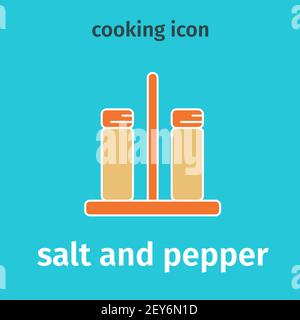 Salt and pepper colored icon. Vector. Simple drawing for cooking. Flat illustration. Stock Vector