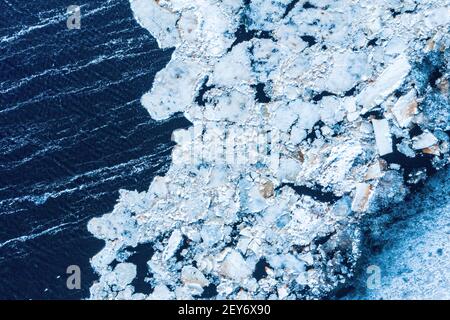 Big chunks of ice blocks forming a beautiful pattern Stock Photo