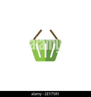 Empty shopping basket. Flat color icon. Isolated commerce vector illustration Stock Vector