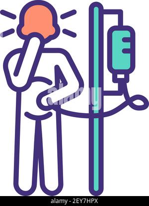 Chemotherapy nausea RGB color icon Stock Vector