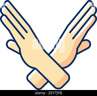 Crossed arms stop gesture RGB color icon Stock Vector