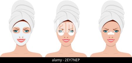 womens head in towel Stock Vector