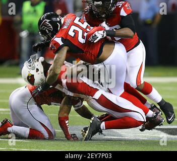 Atlanta Falcons safety William Moore (25) runs off the field after