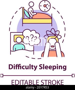 Difficulty sleeping concept icon Stock Vector