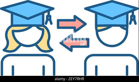 Student exchange program RGB color icon Stock Vector