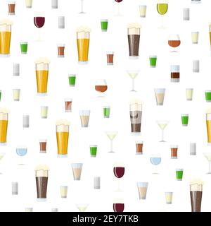 Seamless pattern with Alcoholic drinks glasses Stock Vector