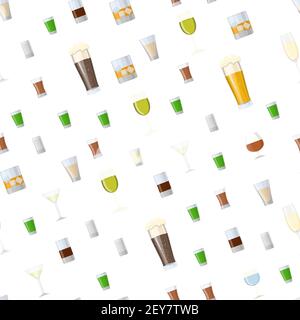 Seamless pattern with Alcoholic drinks glasses Stock Vector