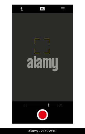 Smartphone camera interface. Video and photo recording of mobile applications, application for displaying the phone on the screen, viewfinder  the bla Stock Vector