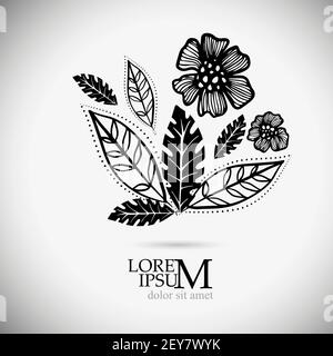 Logo decorative leaves and flowers . Vector illustration Stock Vector