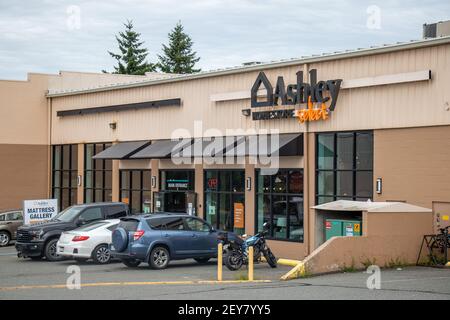 Courtenay, Canada - September 1, 2020: View of Ashley Furniture Home Store in downtown Courtenay Stock Photo