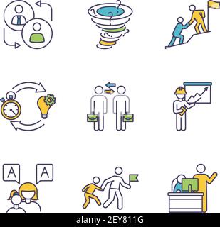 Mentoring RGB color icons set Stock Vector