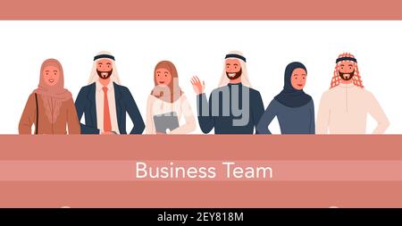 Arab business people team avatar set, arabian workers in traditional or modern clothes Stock Vector