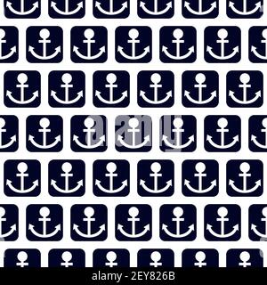 Seamless pattern with nautical elements, anchor Stock Vector