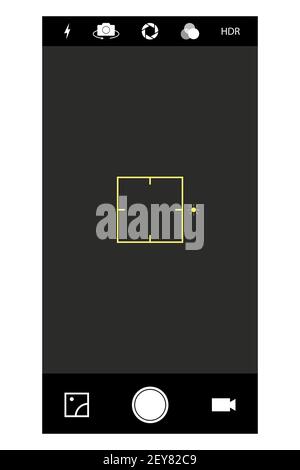 Smartphone camera interface. Video and photo recording of mobile applications, application for displaying the phone on the screen, viewfinder  the bla Stock Vector