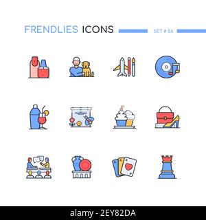 Hobby - modern line design style icons set. Leisure activities idea. Nail art, pets, debate, record collecting, antiquing, confectionary, beekeeping, Stock Vector
