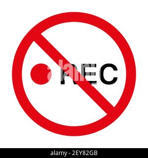 Video recording is prohibited. Camcorder icon is missing. Flat style. Isolated on white background. Vector graphics. Stock Vector