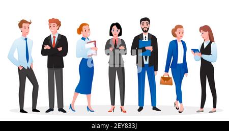 Business office worker people set, happy businessman and businesswoman standing, smiling Stock Vector