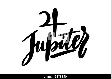 The glyph of the Jupiter planet. Black ink handwriting. Stock Vector