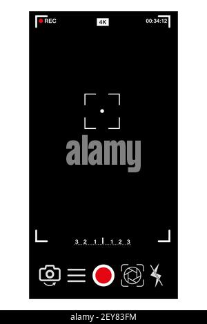 Smartphone camera interface. Video and photo recording of mobile applications, application for displaying the phone on the screen, viewfinder the blac Stock Vector