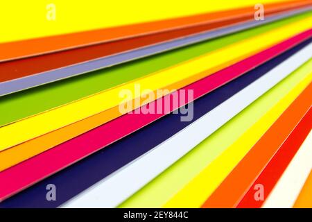 Coloured swatches book, rainbow colours. Guide of paint samples Stock Photo