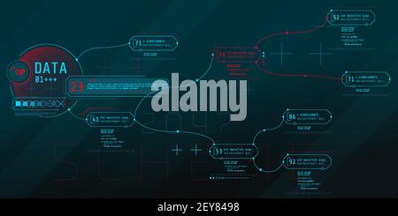 Composition of computer HUD interface with Coding Architecture. Stock Vector