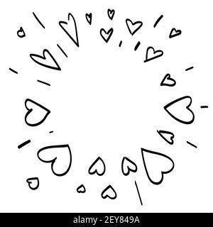 firework frame ring with hearts doodle style Stock Vector