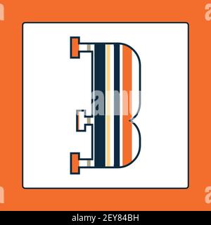 Striped colorful number three isolated on white background. Elements for kids cards or alphabets in vintage or retro style. Stock Vector