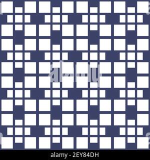 Abstract vector geometric seamless pattern with rectangles and crossed stripes. Ornamental blue background Stock Vector