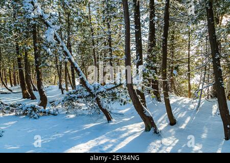 Indian Head Cove & The Grotto Bruce Peninsula National Park Tobermory Ontario Canada in winter Stock Photo